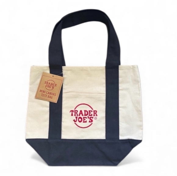 Trader Joe'S Handbags - Trader Joe's Blue and White Mini Canvas Tote Bag Dimensions: 13” W x 11” H x 6”